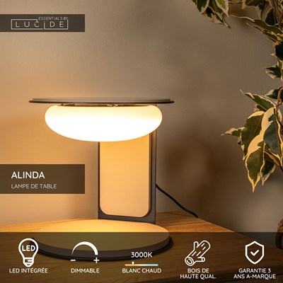 Lucide ALINDA - Lampe de table - Ø 20 cm - LED Dim. - 1x9W 3000K - Taupe | Essential